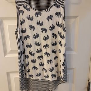 Kaileigh elephant tank, size s, navy + cream.